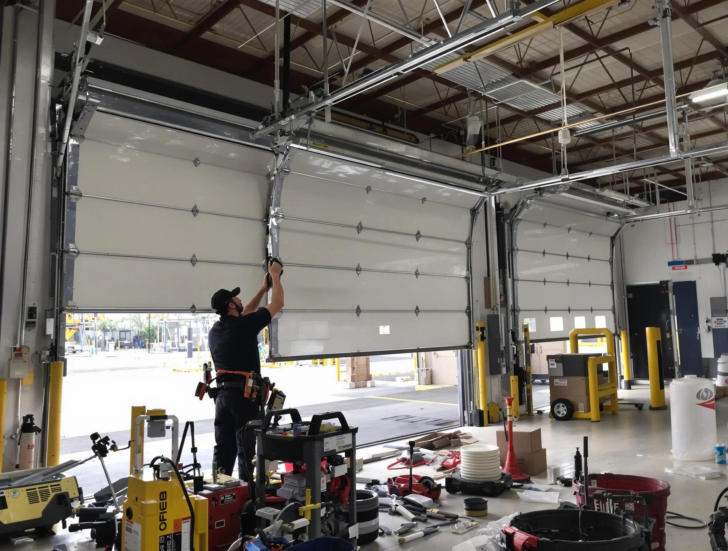 Johnston Garage Door Repair technician performing commercial garage door repair in Johnston