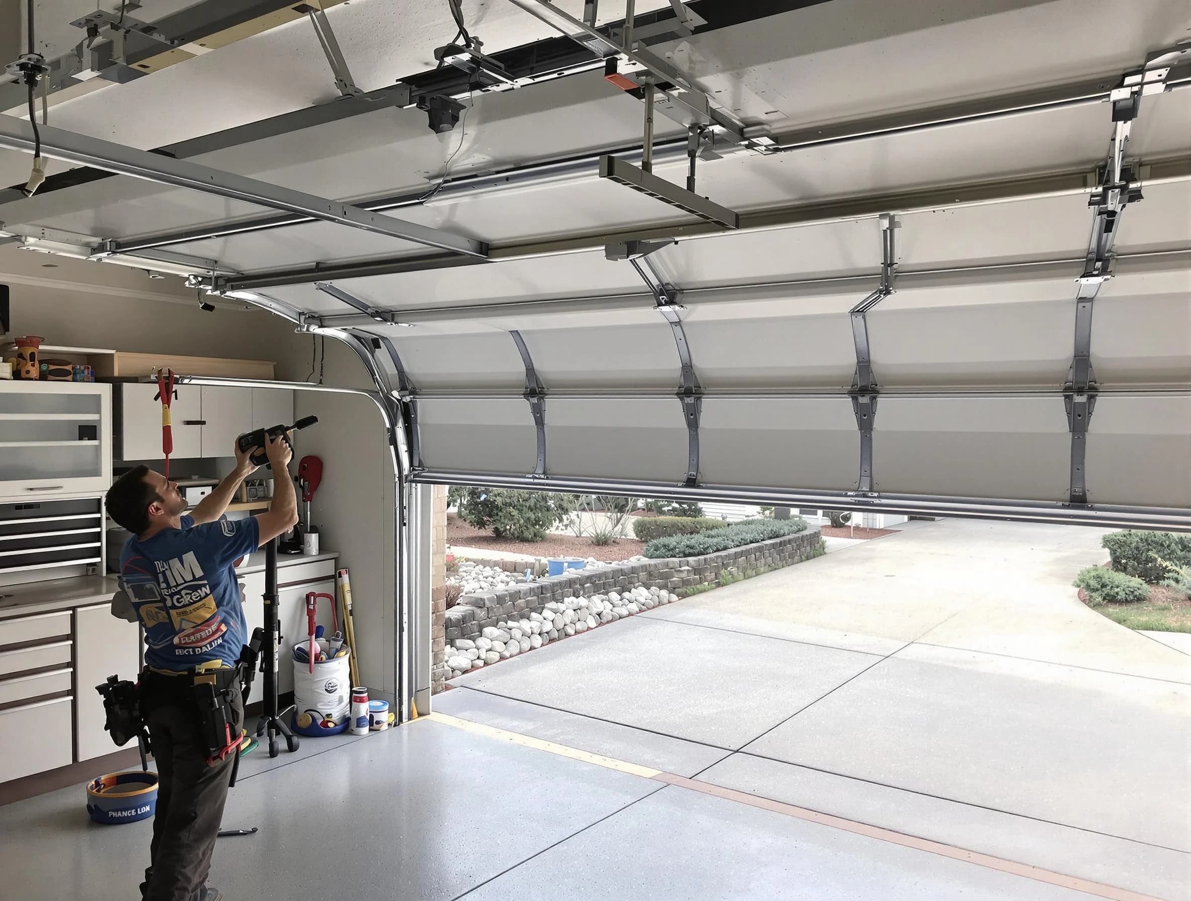 Garage door track repair service by Johnston Garage Door Repair in Johnston