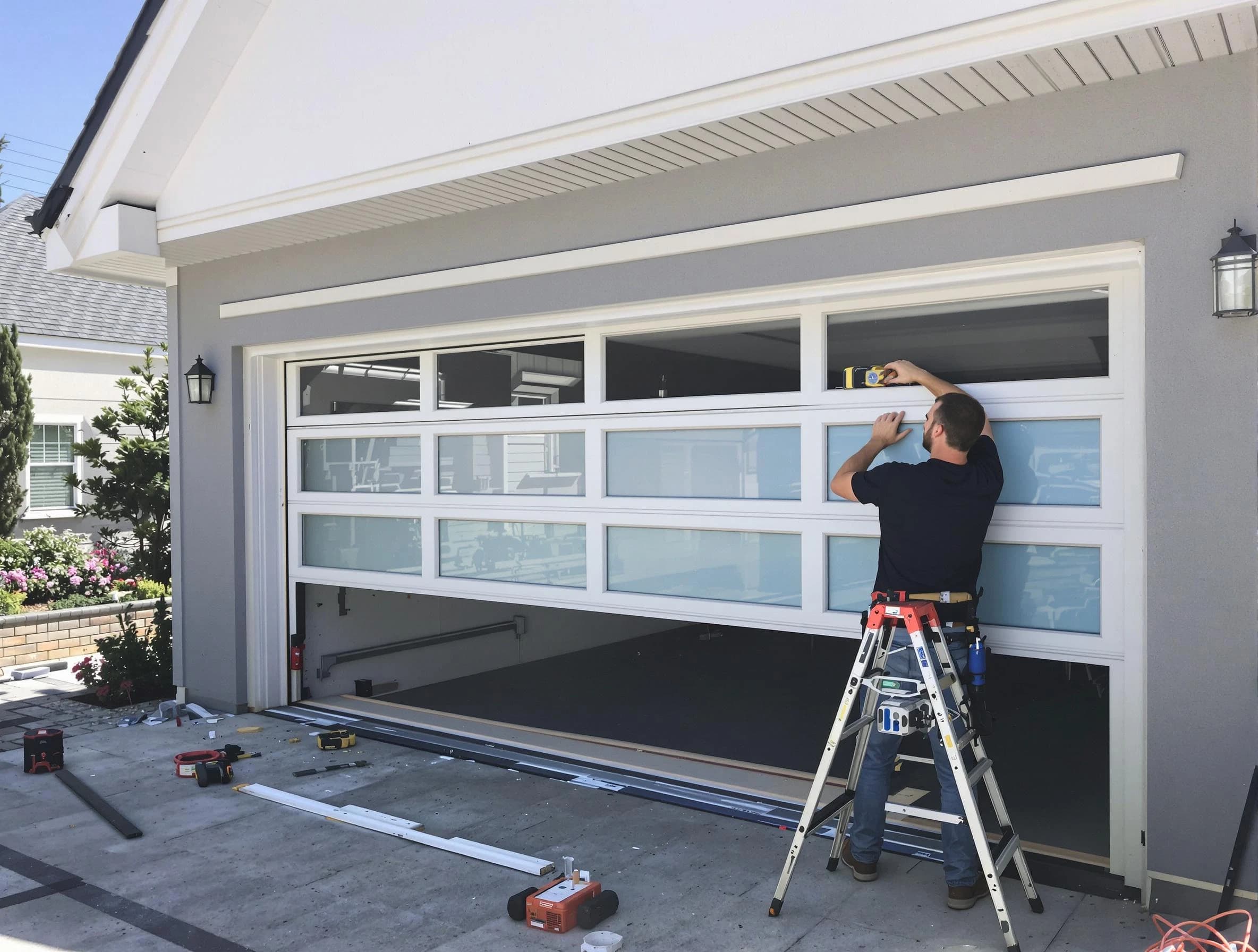 Johnston Garage Door Repair team performing garage door replacement in Johnston