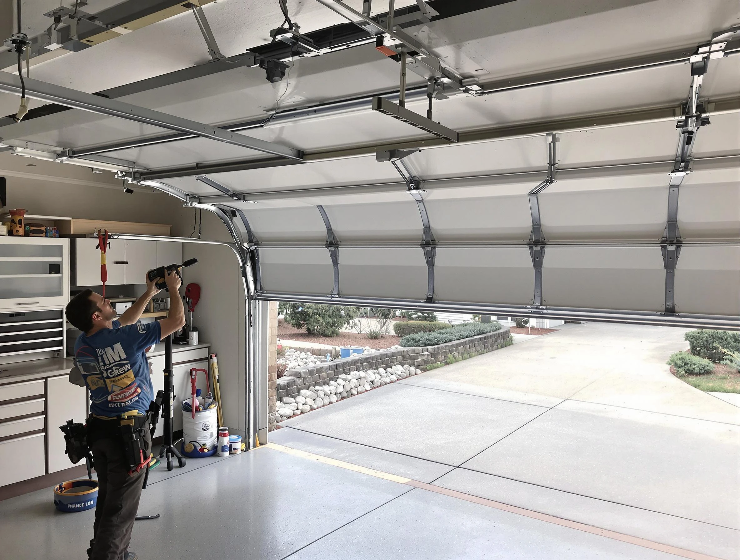 Garage door track repair service by Johnston Garage Door Repair in Johnston